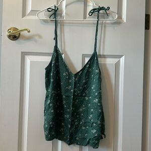 A&F green patterned tank with tie adjustable straps